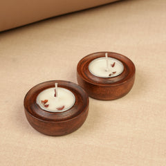 Radiance Ring Wooden T-Light Holder Set of 2 | Handcrafted | Made in Varanasi
