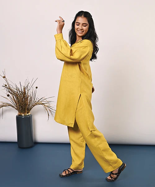 HempZero Radiance Kurta Set - Yellow
