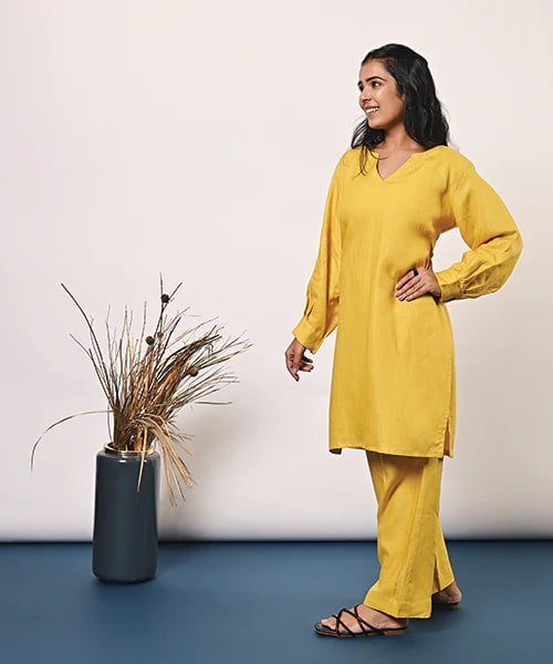 HempZero Radiance Kurta Set - Yellow