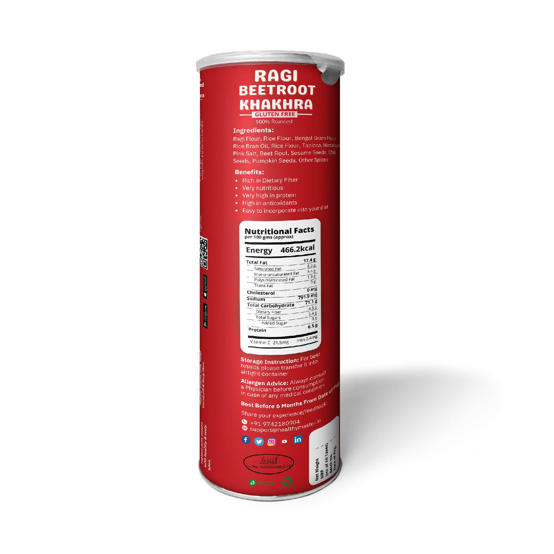 Healthy Master Roasted Ragi Beetroot Khakhra 100 g | Healthy & Crunchy Snack | Coin Khakra