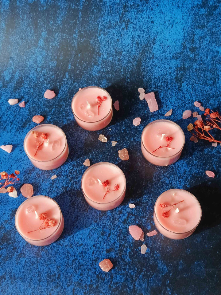 Dry Flowers & Crystal Tealight - Set of 6