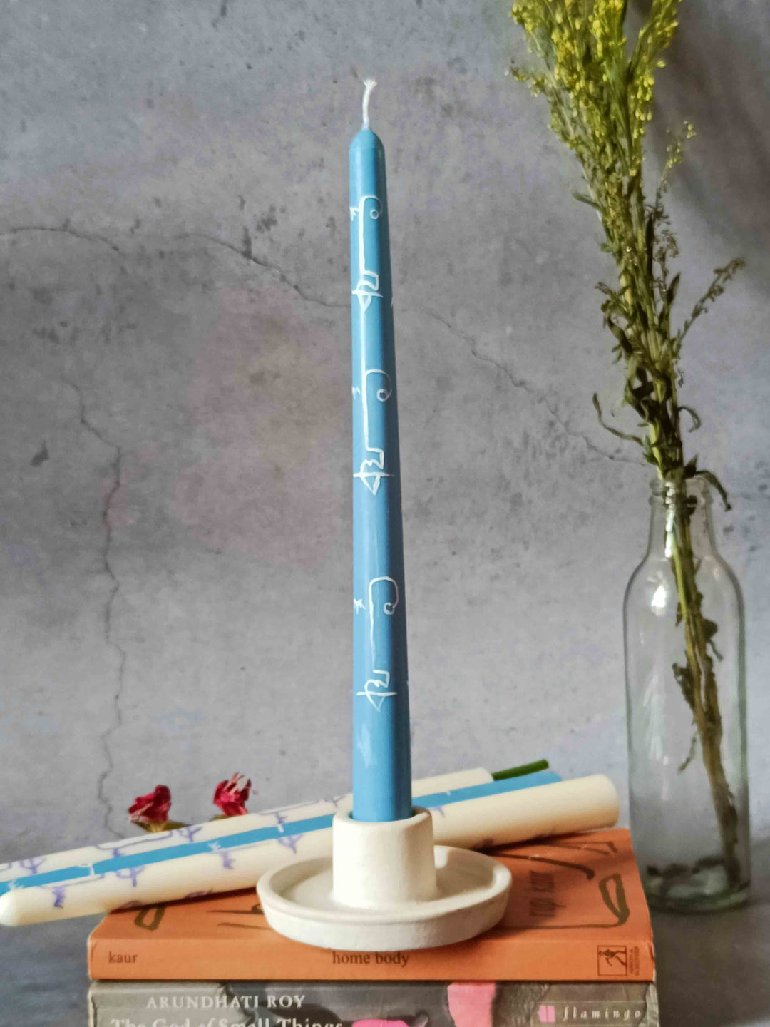 Abstract Faces Hand-Painted Tapered Candles - Set of 4