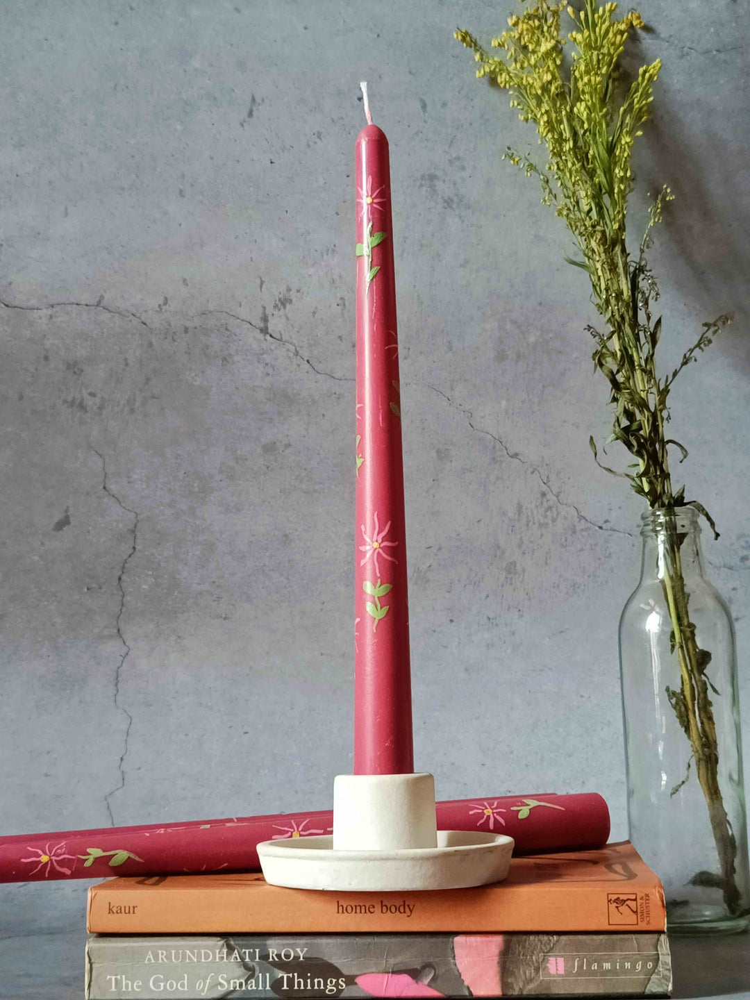 Spring Garden Hand-Painted Tapered Candles - Set of 4