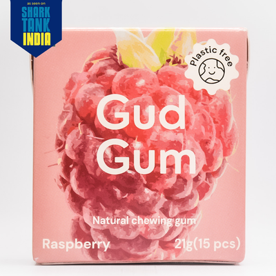 Gud Gum Chewing Gum - Mini Pack of 4 - Raspberry, Lemon, Charcoal Mint, Strawberry