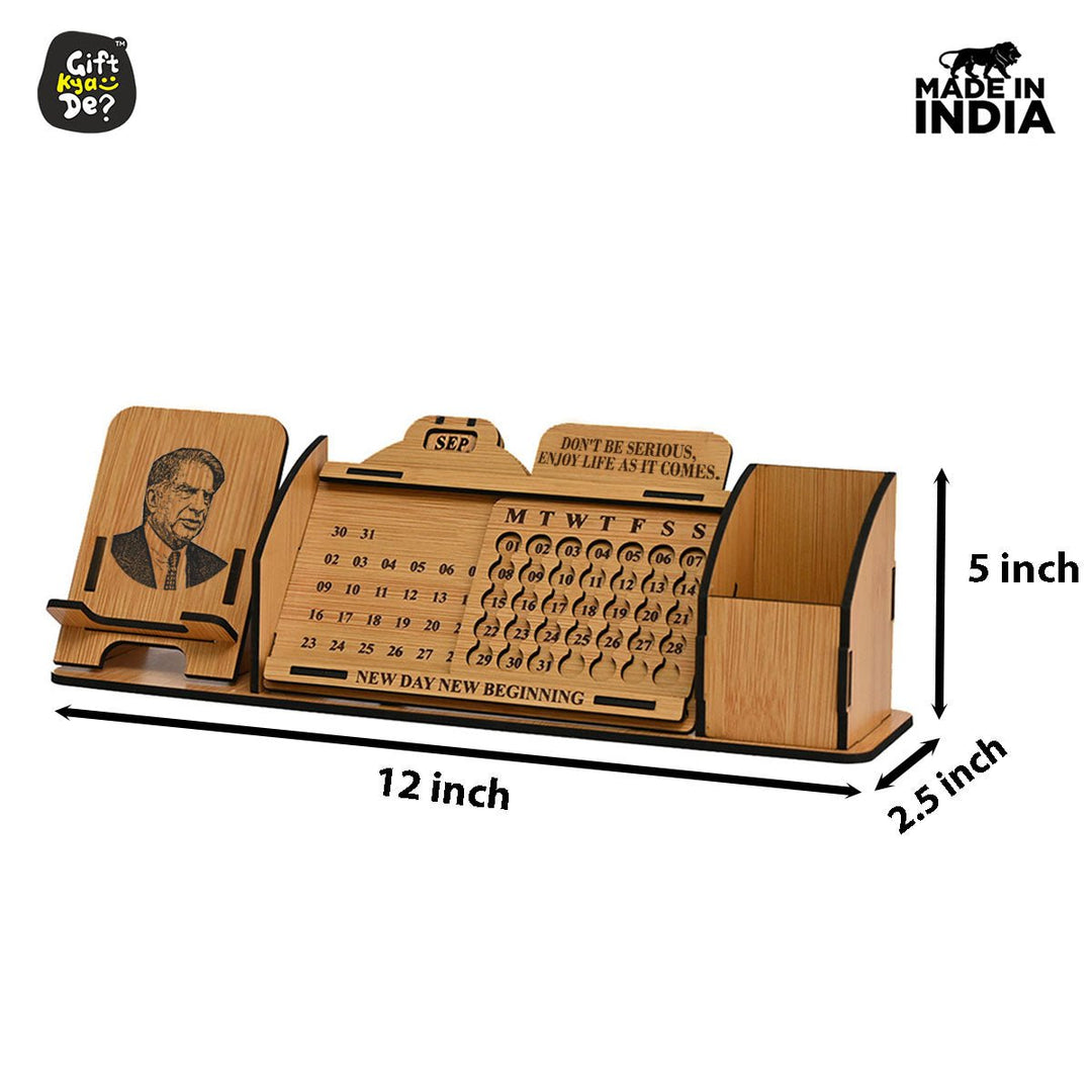 Gift Kya De Lifetime Calendar With Desk Organizer and Mobile Stand | Desk Calendar | Mobile Accessories