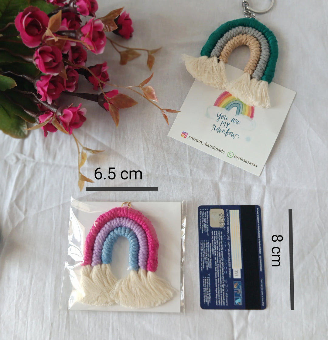 SUTRAM Handmade Macrame Rainbow Keychain