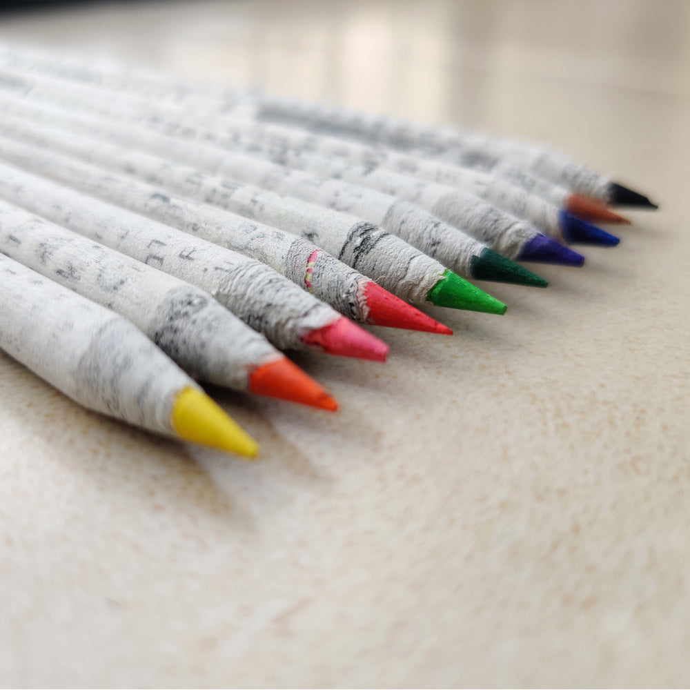 Greenfootprint Recycled news paper colour pencils | set of 10 pencils x 2 packs