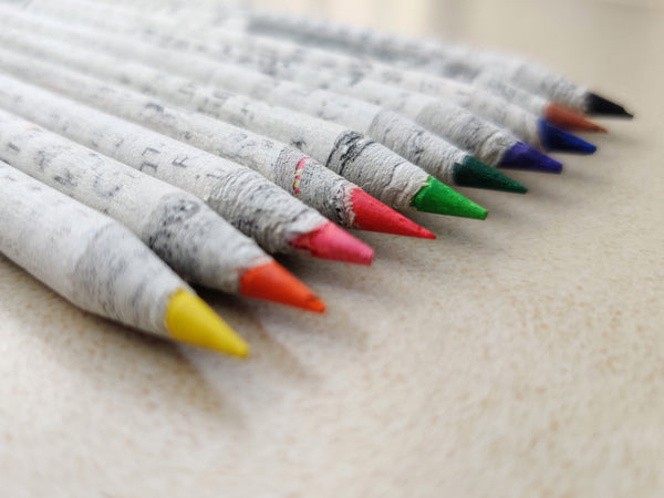 Greenfootprint Recycled news paper colour pencils | set of 10 pencils x 2 packs