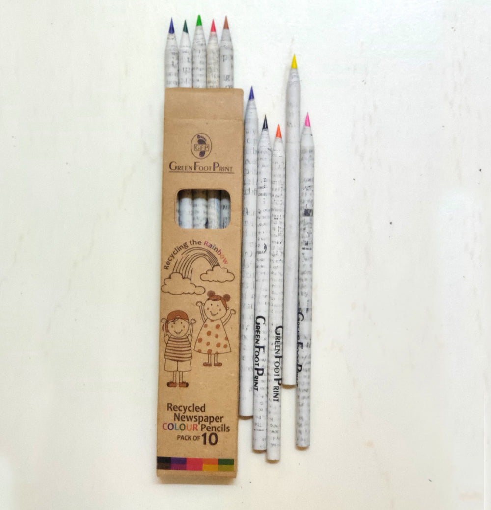 Greenfootprint Recycled news paper colour pencils | set of 10 pencils x 2 packs