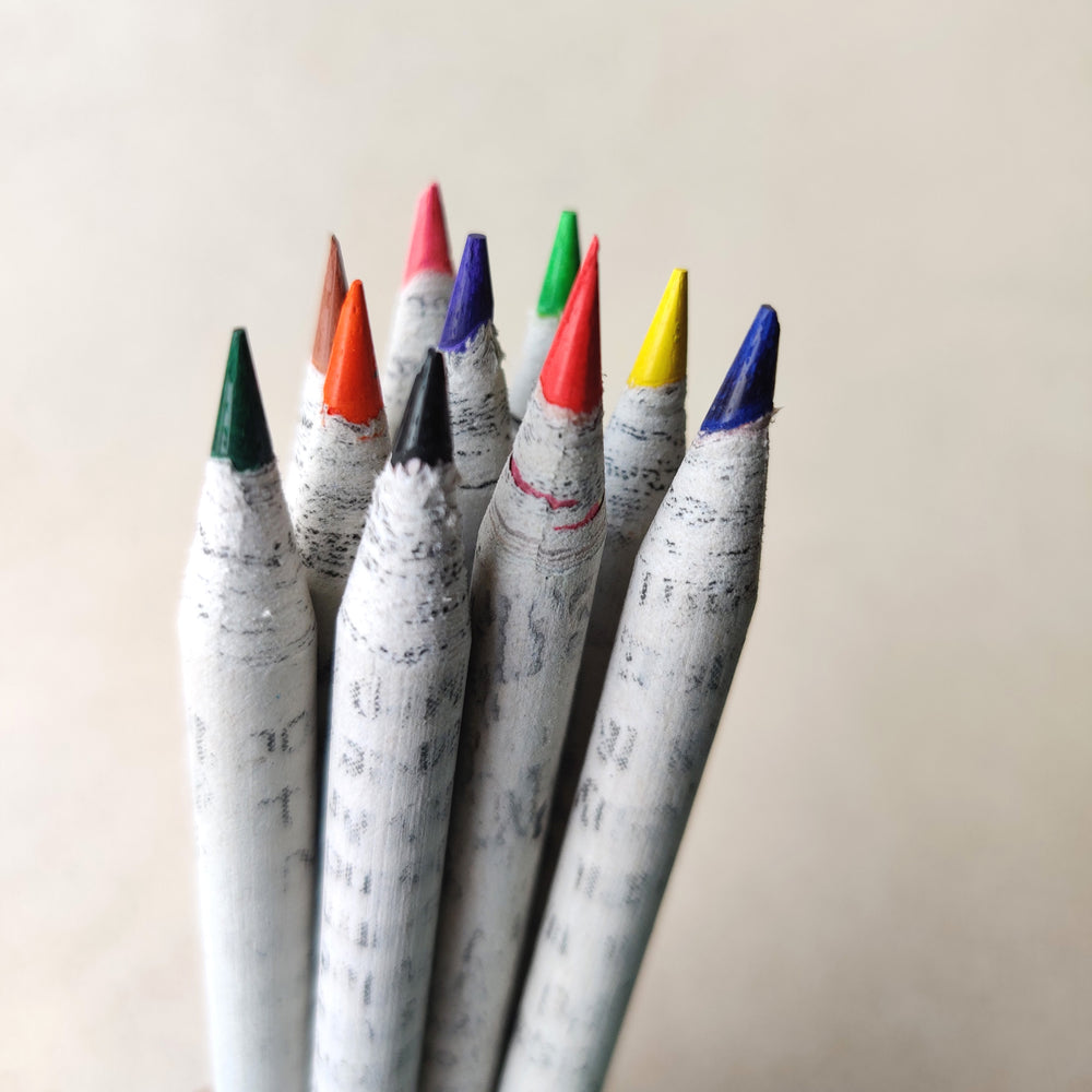Greenfootprint Recycled news paper colour pencils | set of 10 pencils x 2 packs