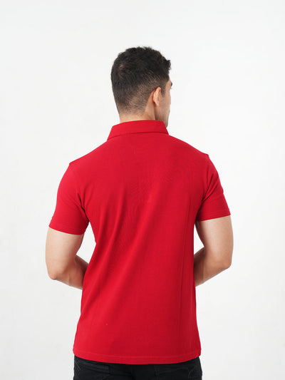 Monkstory Bamboo Cotton Polo Tee - Fiery Red