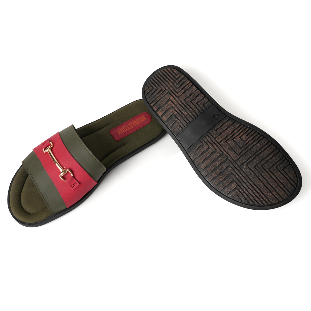 Monkstory Horsebit Slides - Red