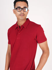 Monkstory Bamboo Cotton Polo Tee - Maroon