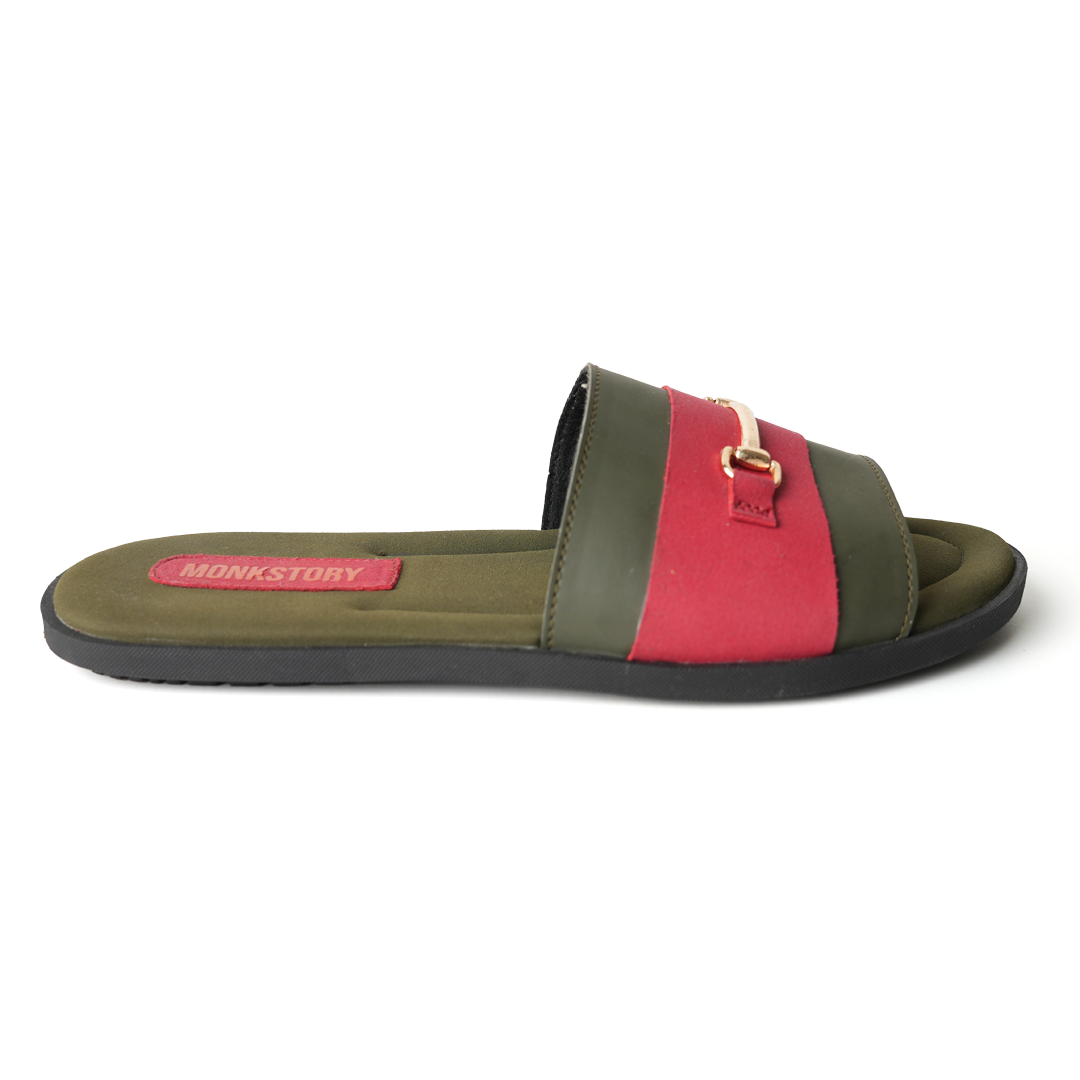 Monkstory Horsebit Slides - Red