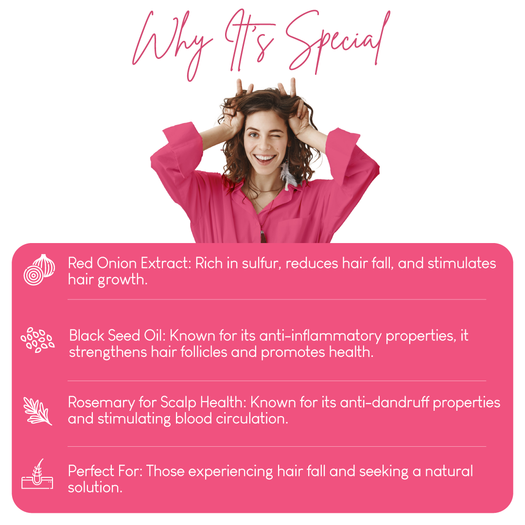 Careberry Hair Squad: Biotin Boost, Rice Water's Volumize Vibes, Red Onion's Anti-Fall Power Trio Pack of 3