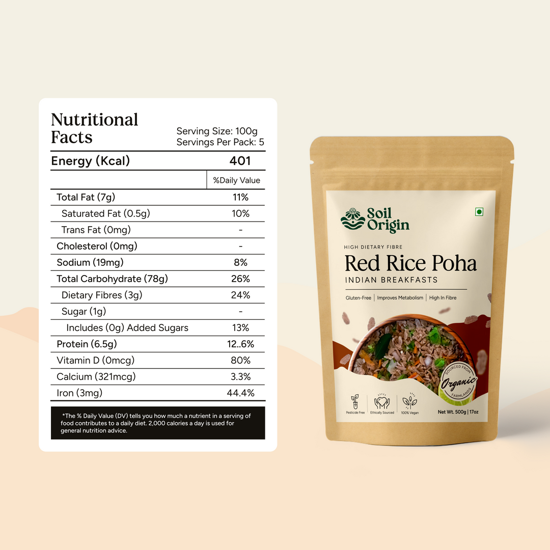 Soil Origin Red Rice Poha (Flakes) - 500 Gm (Pack of 2)