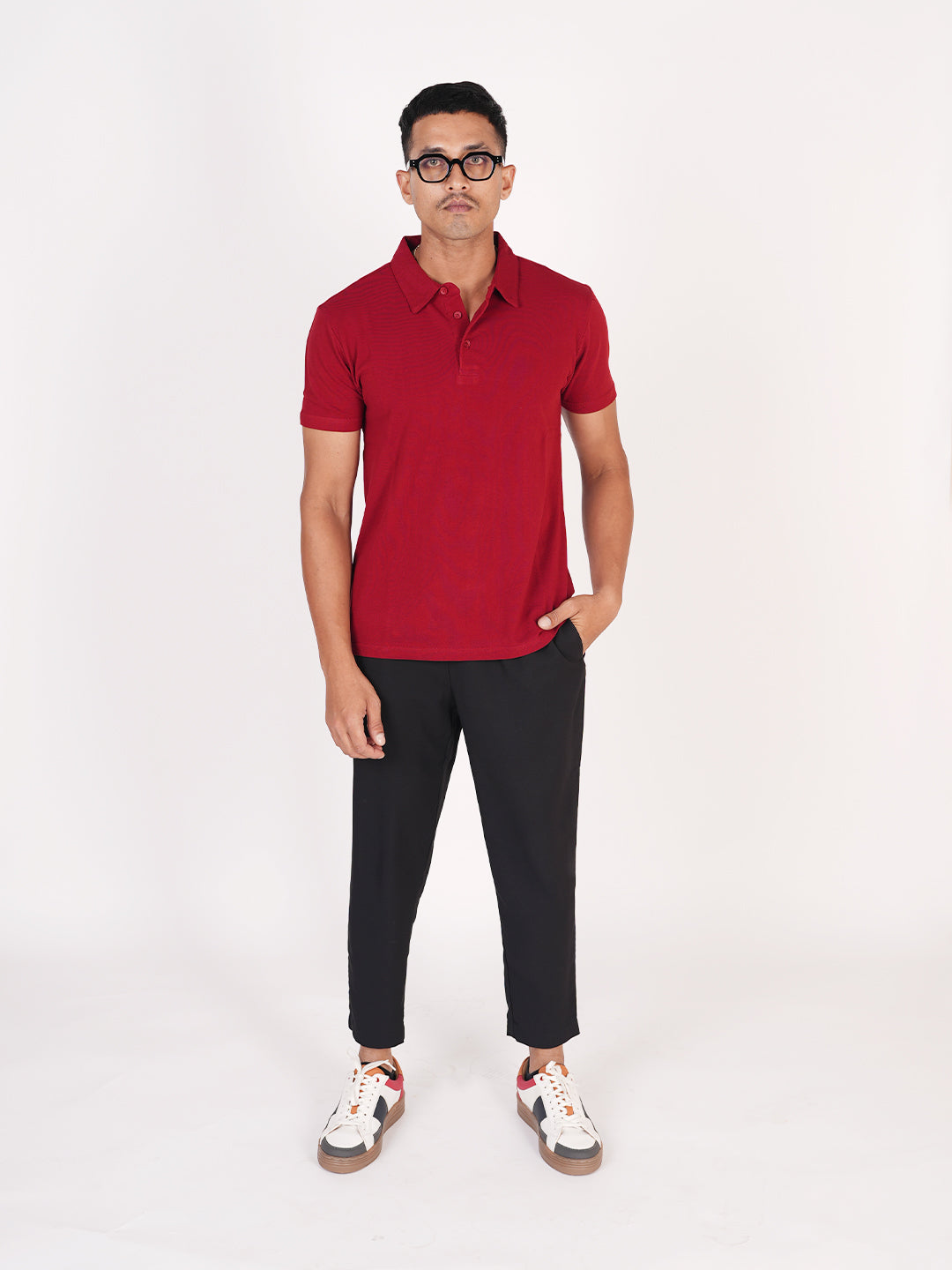 Monkstory Bamboo Cotton Polo Tee - Maroon