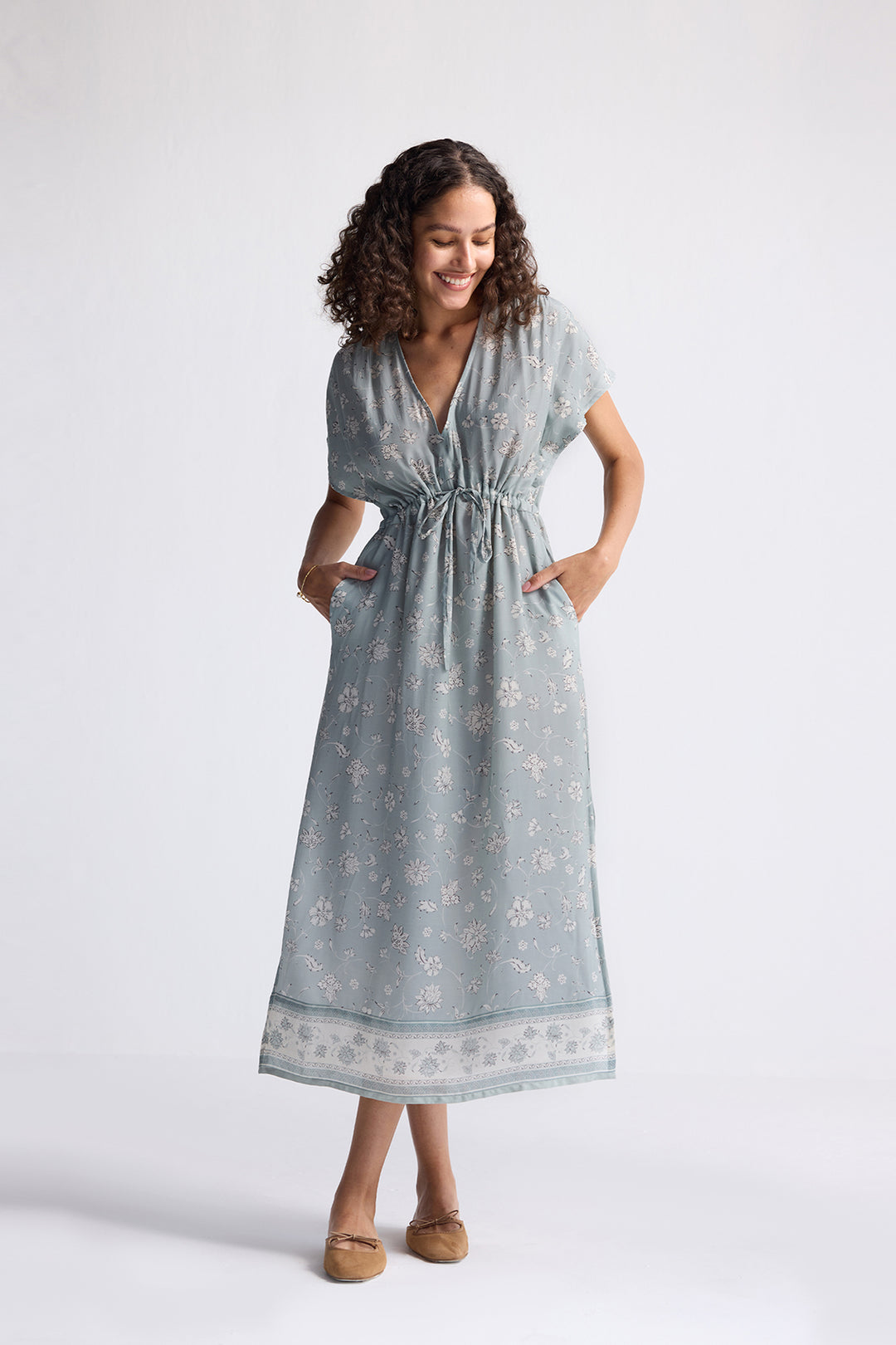 Reistor Gathered Maxi Dress in Sage Green | NEW COLLECTION