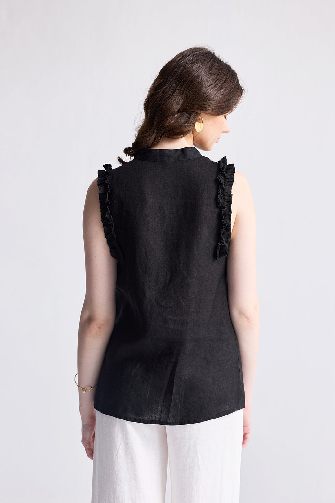 Reistor Sleeveless Hemp Top with Ruffles