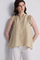 Reistor Sleeveless Hemp Top with Ruffles