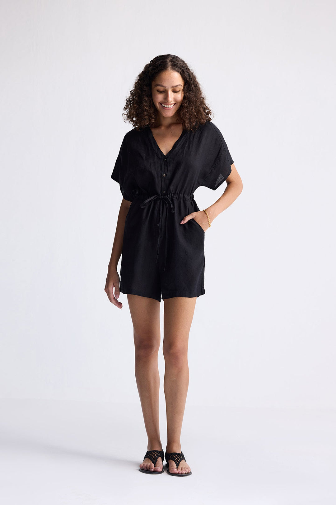 Reistor V neck Drawstring Romper