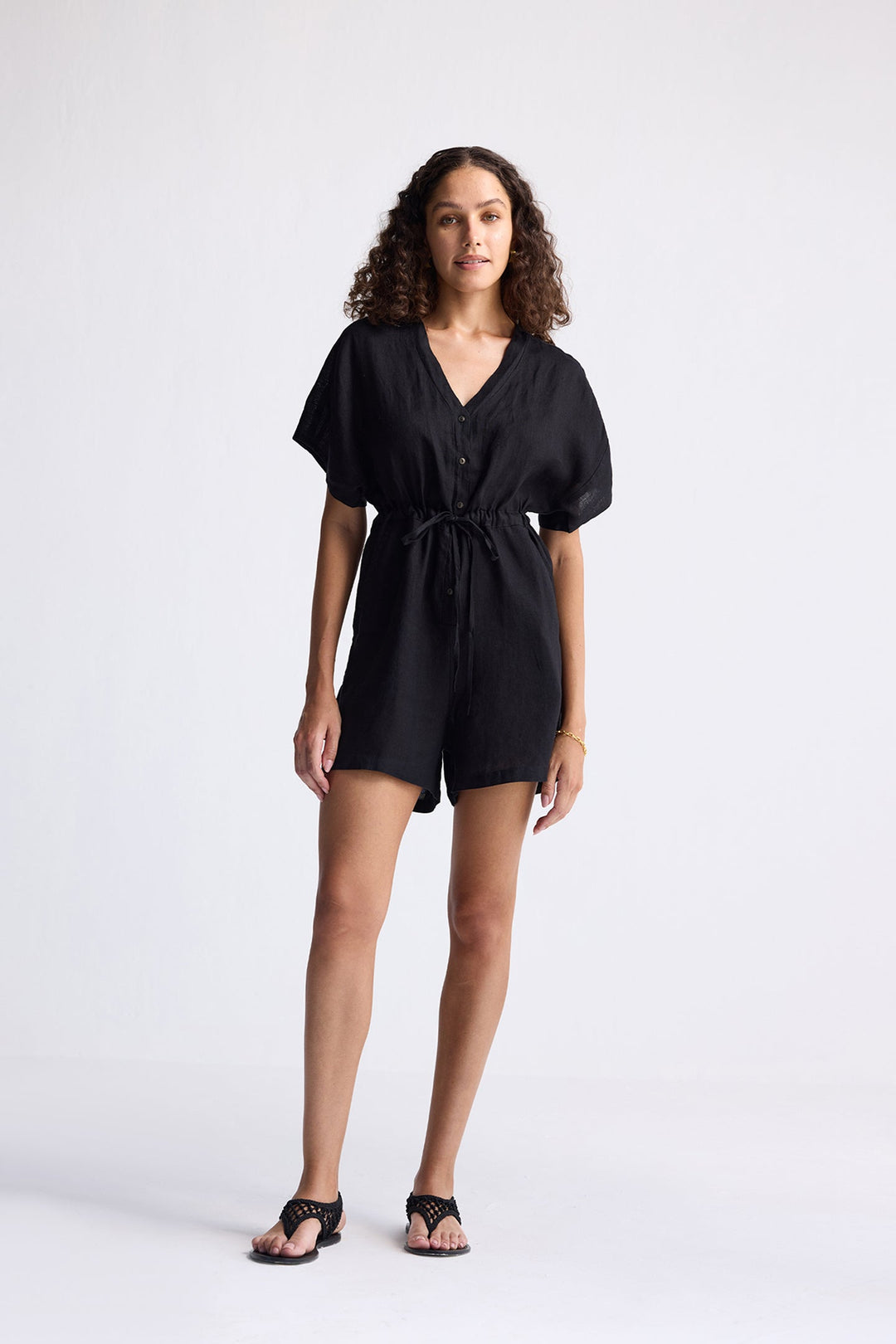 Reistor V neck Drawstring Romper