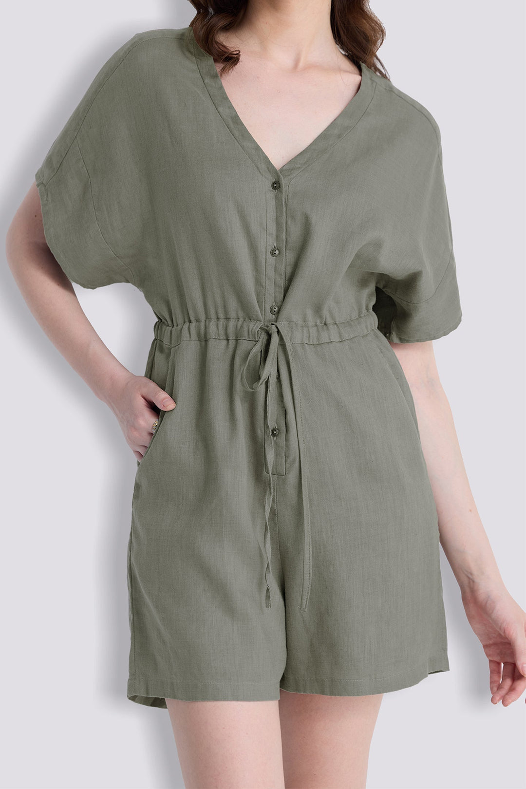 Reistor V neck Drawstring Romper