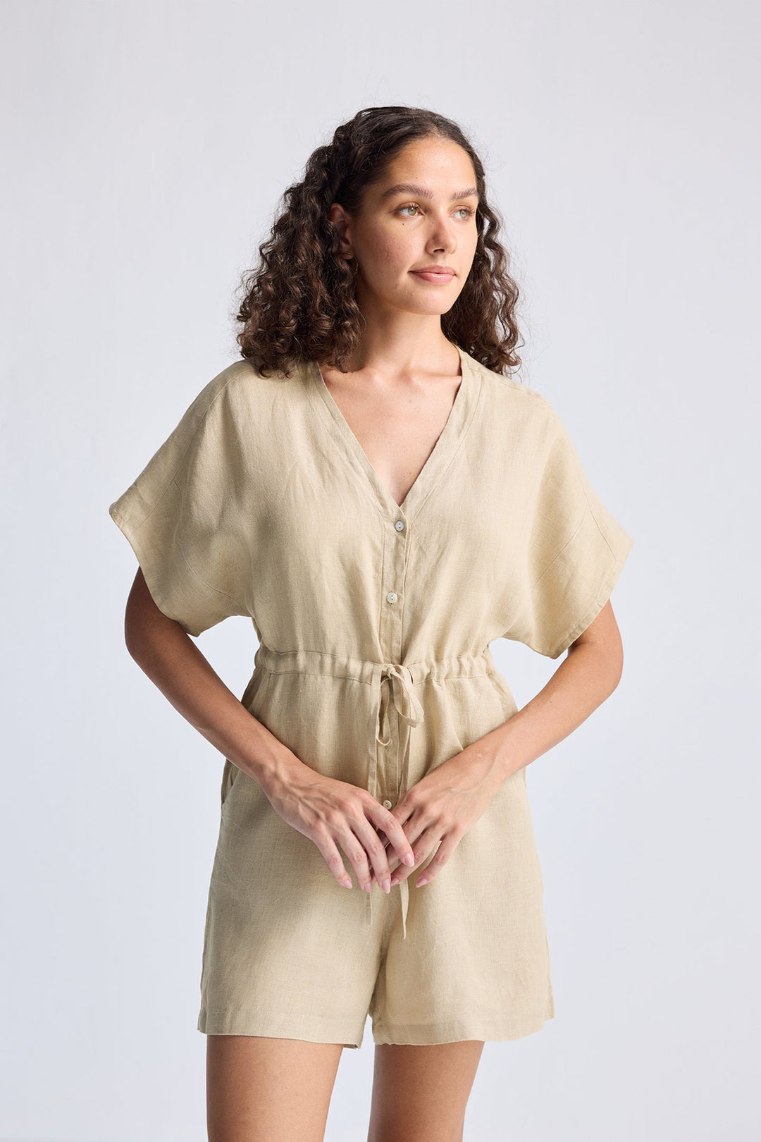 Reistor V neck Drawstring Romper