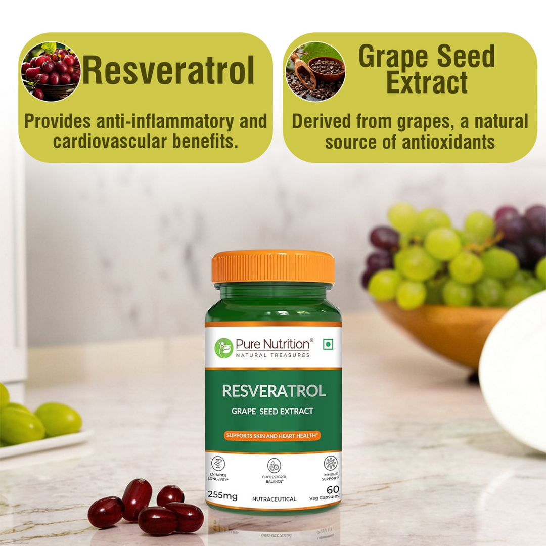 Resveratrol with Grape Seed Extract | Antioxidant Support  255mg