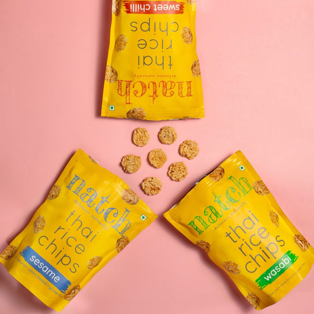 Natch Thai Rice Chips Variety Pack, 3 × 100 g