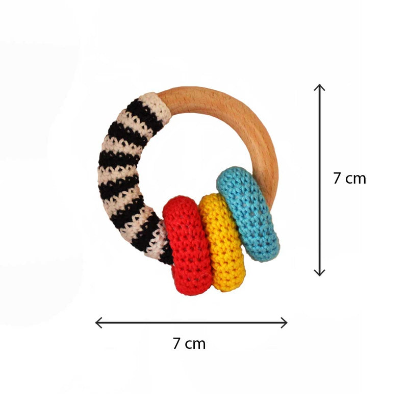Shumee High Contrast Crochet and Wooden Rattles