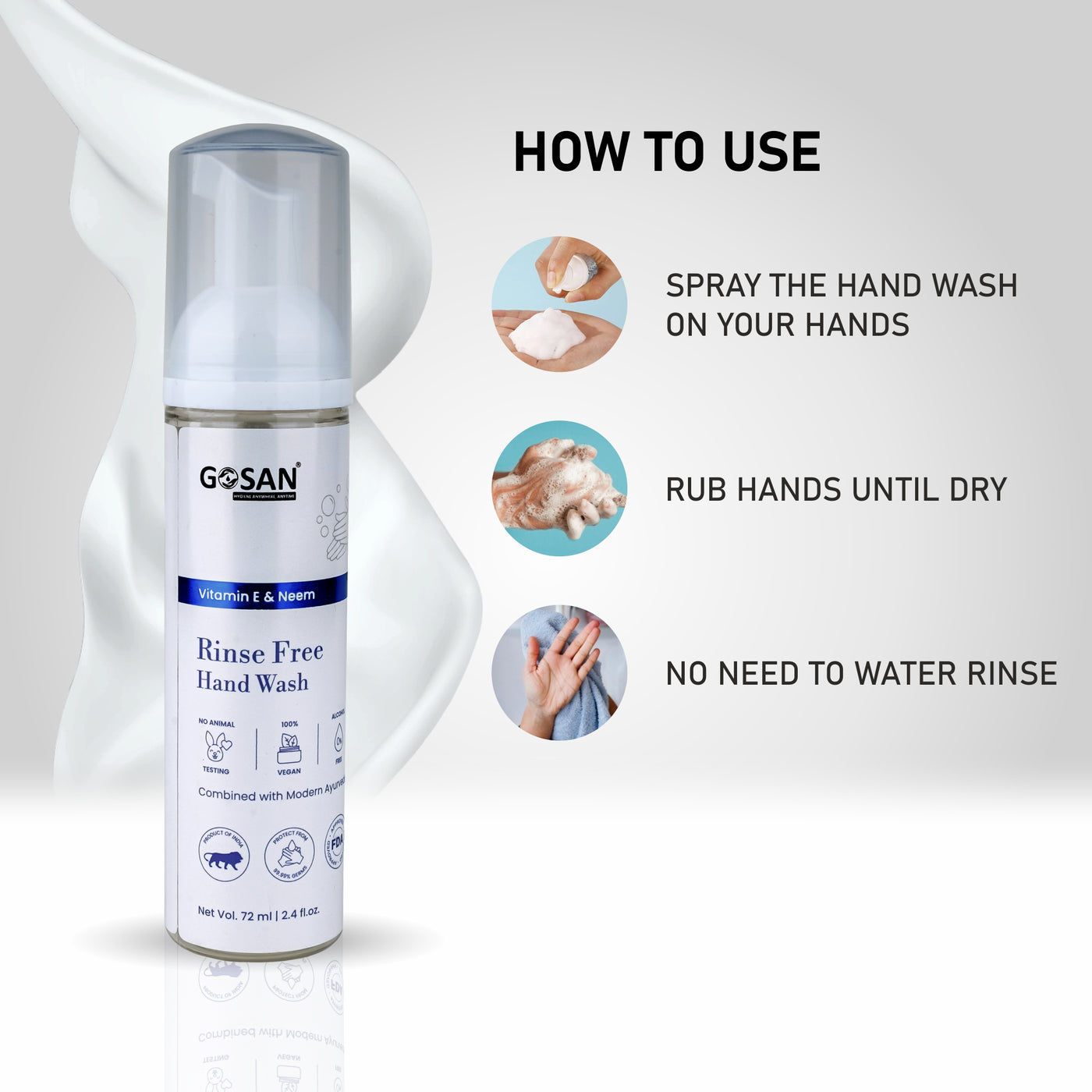 Gosan Rinse Free Hand Wash - 72 ml
