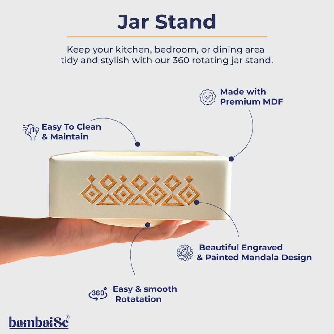 BambaiSe Off White Revolving Jar Tray Organiser