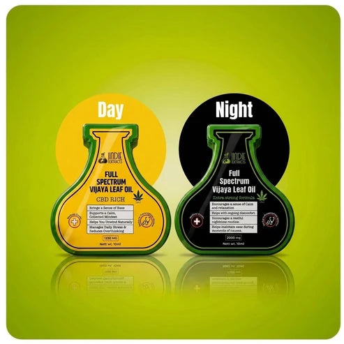 Indie Extracts Day and Night Routine | Full Spectrum Vijaya Leaf Oil | 2000MG + Full Spectrum Vijaya Leaf Oil (CBD-RICH) 1330MG