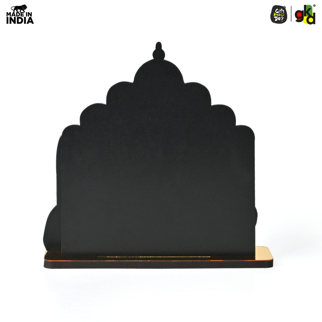 Gift Kya De Guru Nanak Dev Ji & Guru Gobind Singh Ji Wooden Table Top Idols with Golden Temple Background | Spiritual Decor for Home & Office | Sikh Religious Gift