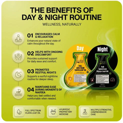 Indie Extracts Day and Night Routine | Full Spectrum Vijaya Leaf Oil | 2000MG + Full Spectrum Vijaya Leaf Oil (CBD-RICH) 1330MG