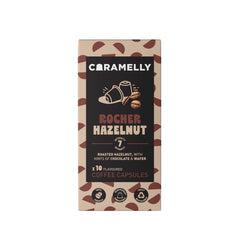 Caramelly Rocher Hazelnut Flavoured Nespresso Compatible Coffee Capsules, 10 Pods, Intensity - 8 | Nespresso Compatible Pods Coffee Pods | No Added Sugar | 100% Arabica Coffee