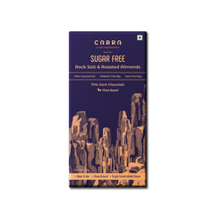 CARRA Sugar Free Chocolate Bars - Rock Salt & Roasted Almonds in 70% Dark Chocolate (Pack of 3 )