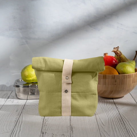 Roll Top Snack Bag in Organic Cotton