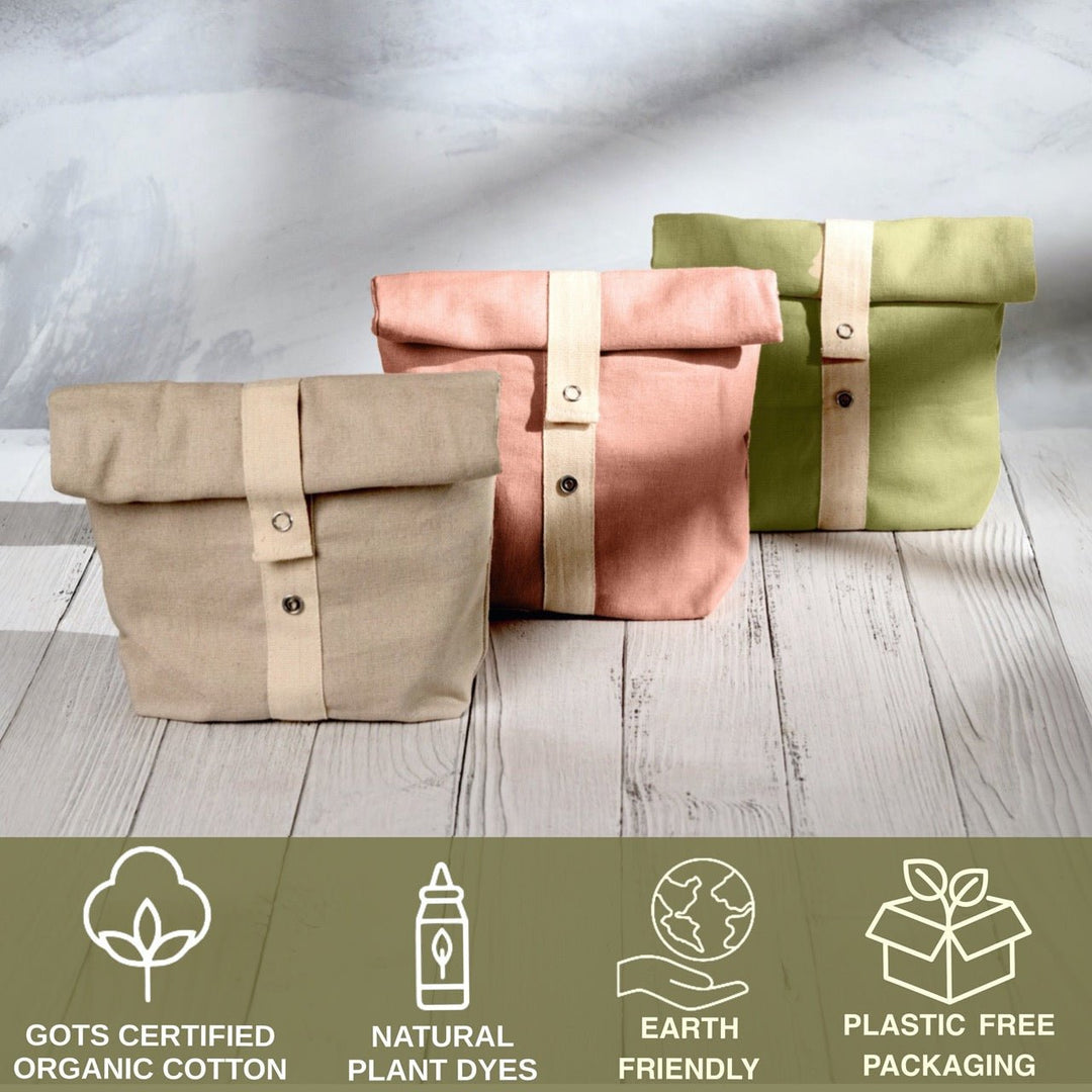 Roll Top Snack Bag in Organic Cotton - Suspire
