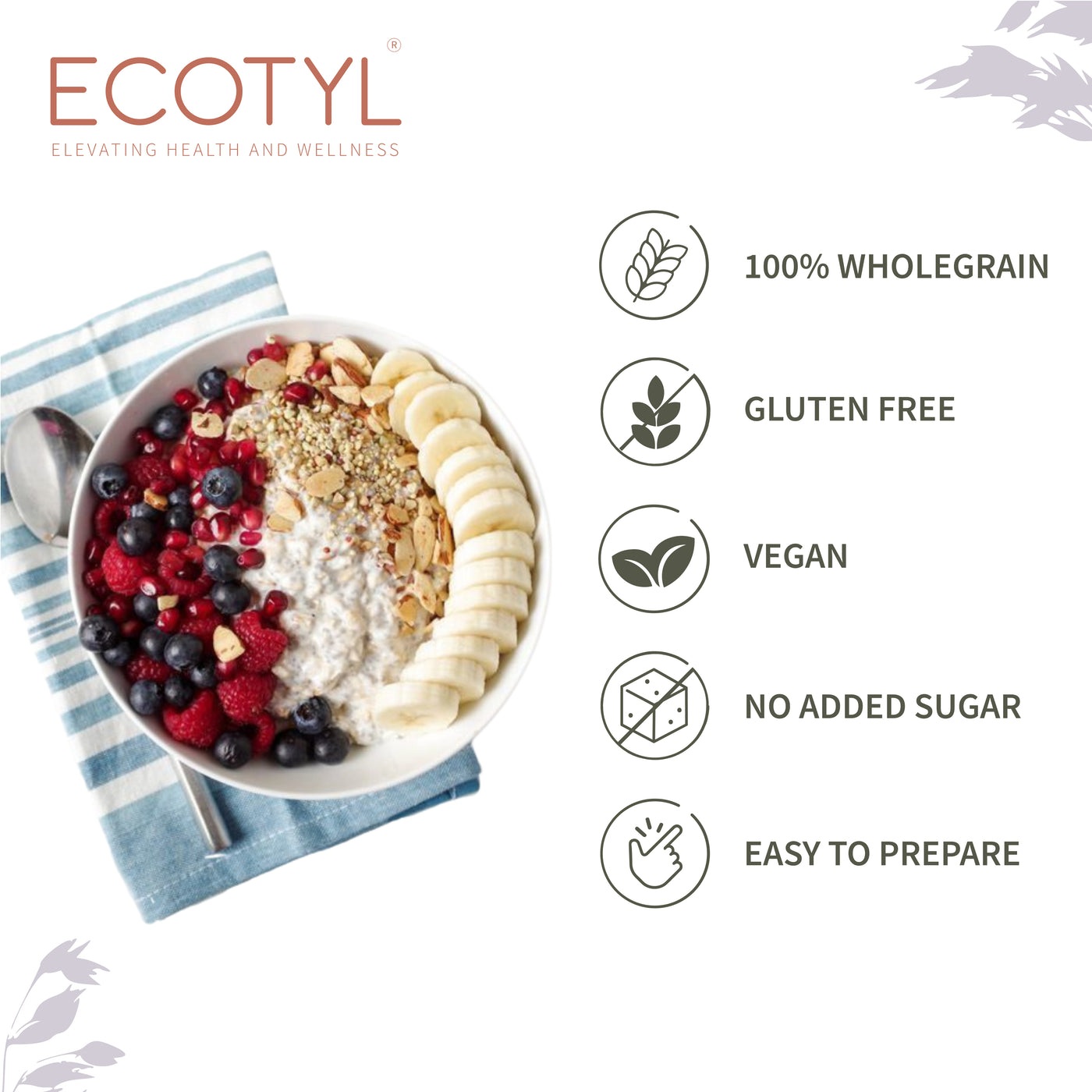 Ecotyl Rolled Oats | Gluten Free | Breakfast Cereal | 500g