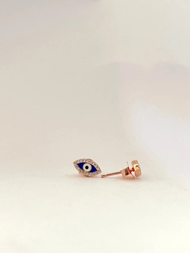 Rose Gold Evil Eye Earrings - Suspire