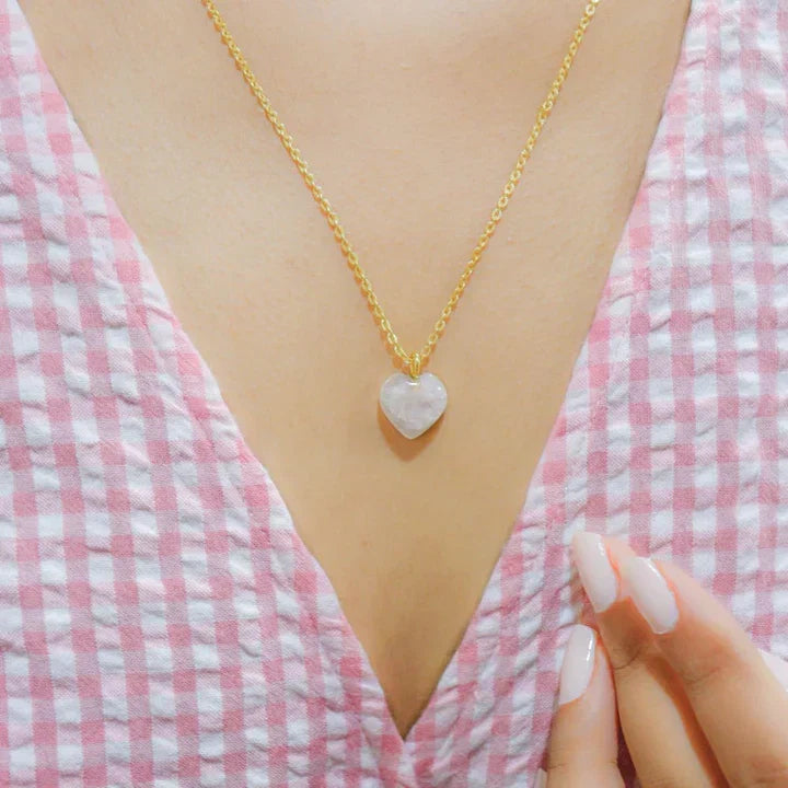 Rose Quartz Stone Pendant with Chain