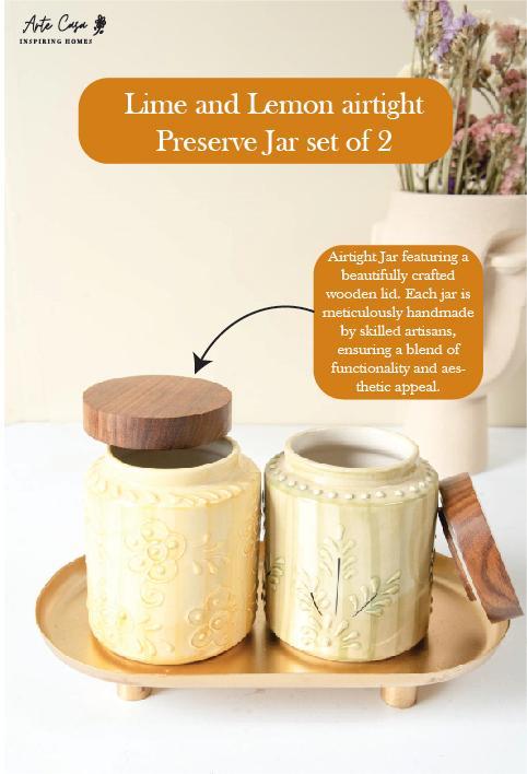 Lime and Lemon airtight Preserve Jar set of 2 - https://artecasa.in/