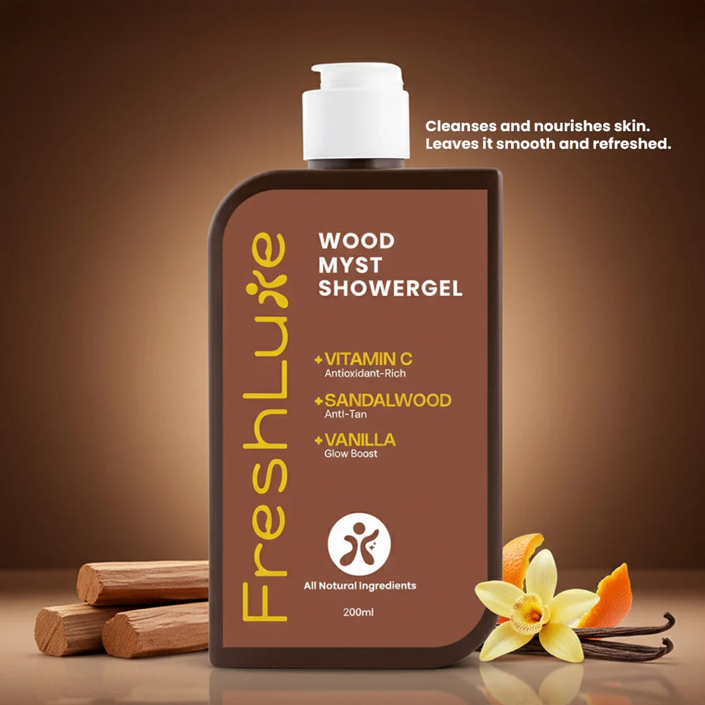 Wood Myst Body Wash | Reduces Uneven Skin Tone & Dullness | Vanilla Scent