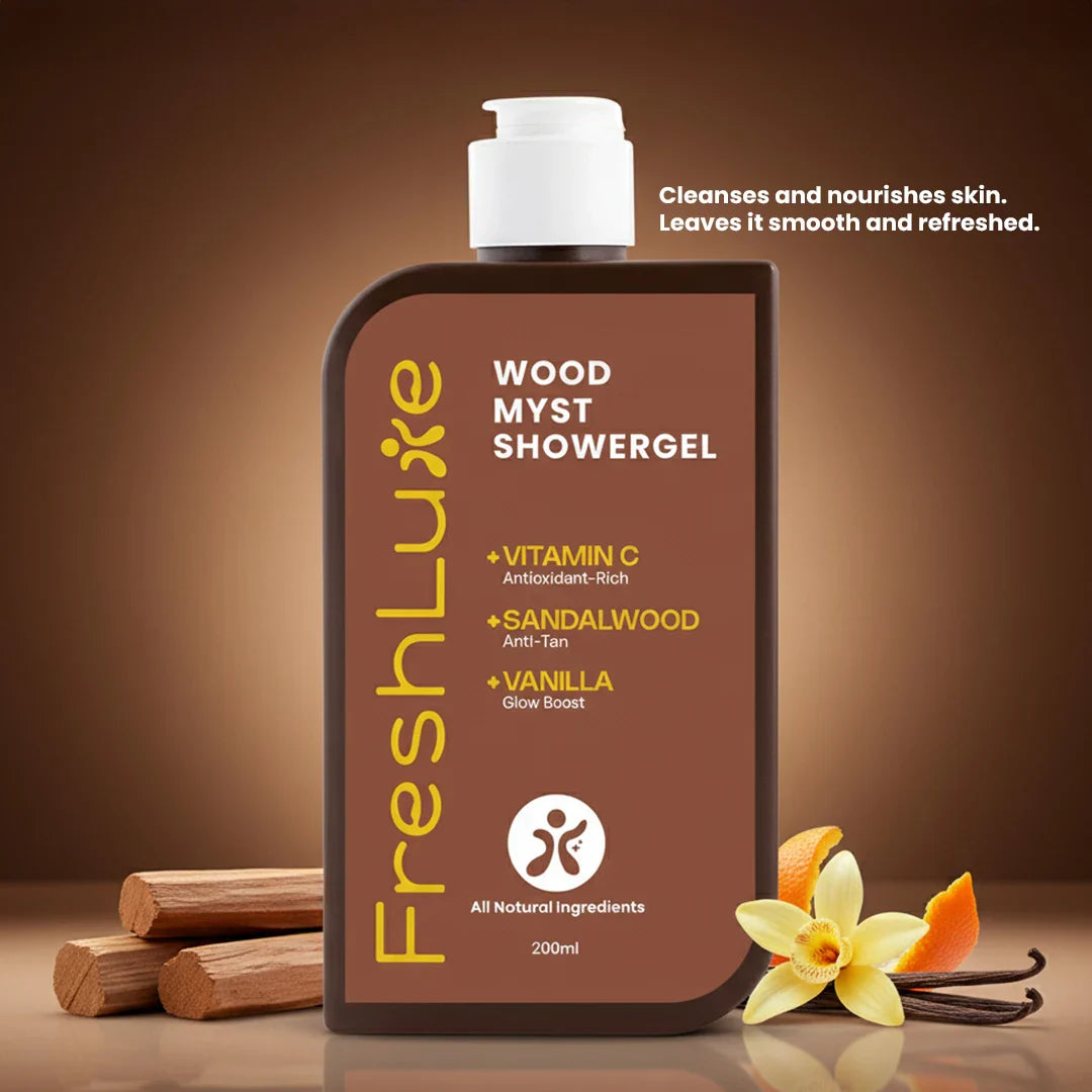 Wood Myst Body Wash | Reduces Uneven Skin Tone & Dullness | Vanilla Scent