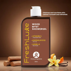 Wood Myst Body Wash | Reduces Uneven Skin Tone & Dullness | Vanilla Scent