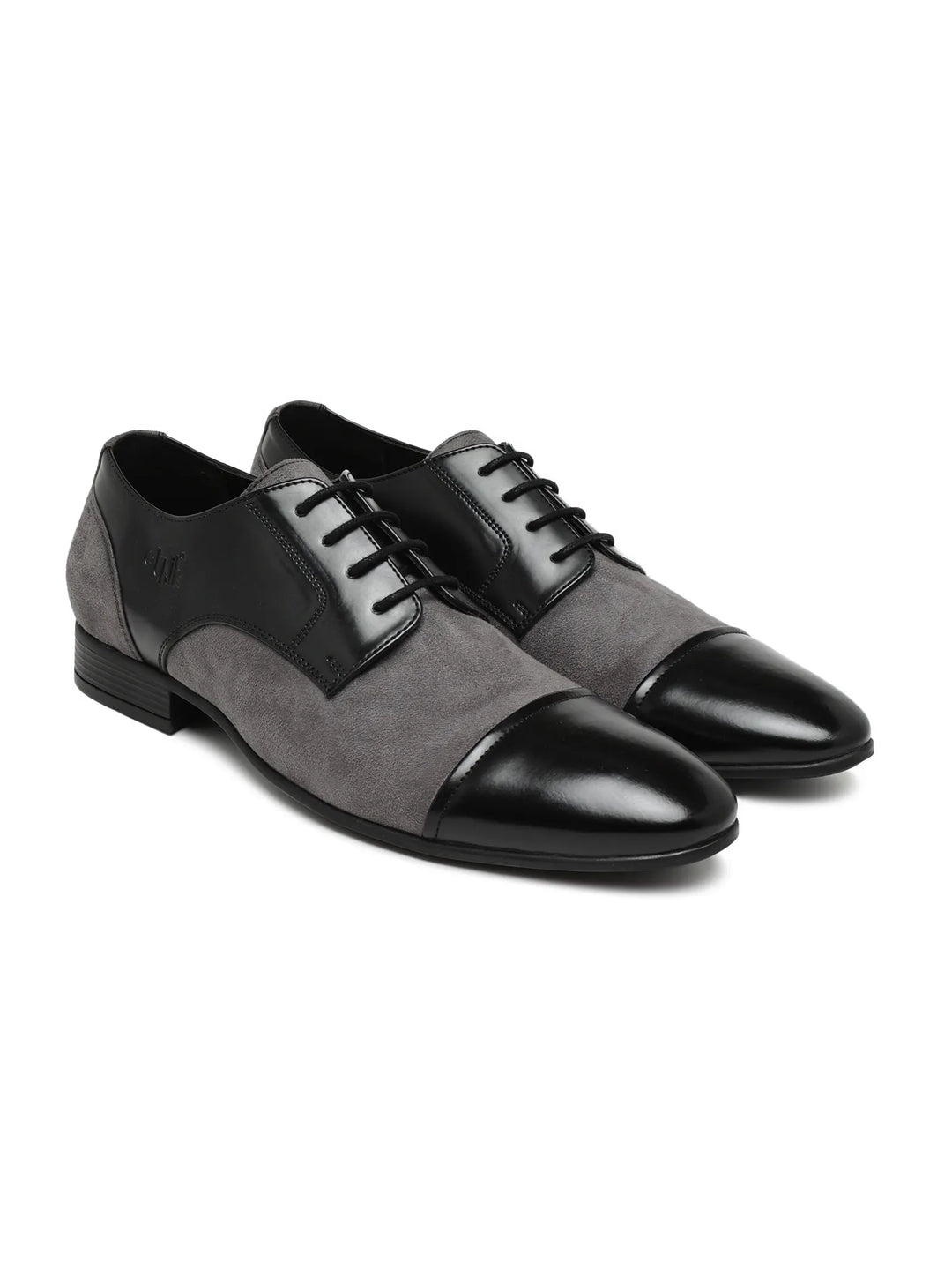 Cap-Toe Black & Grey Derby Shoes