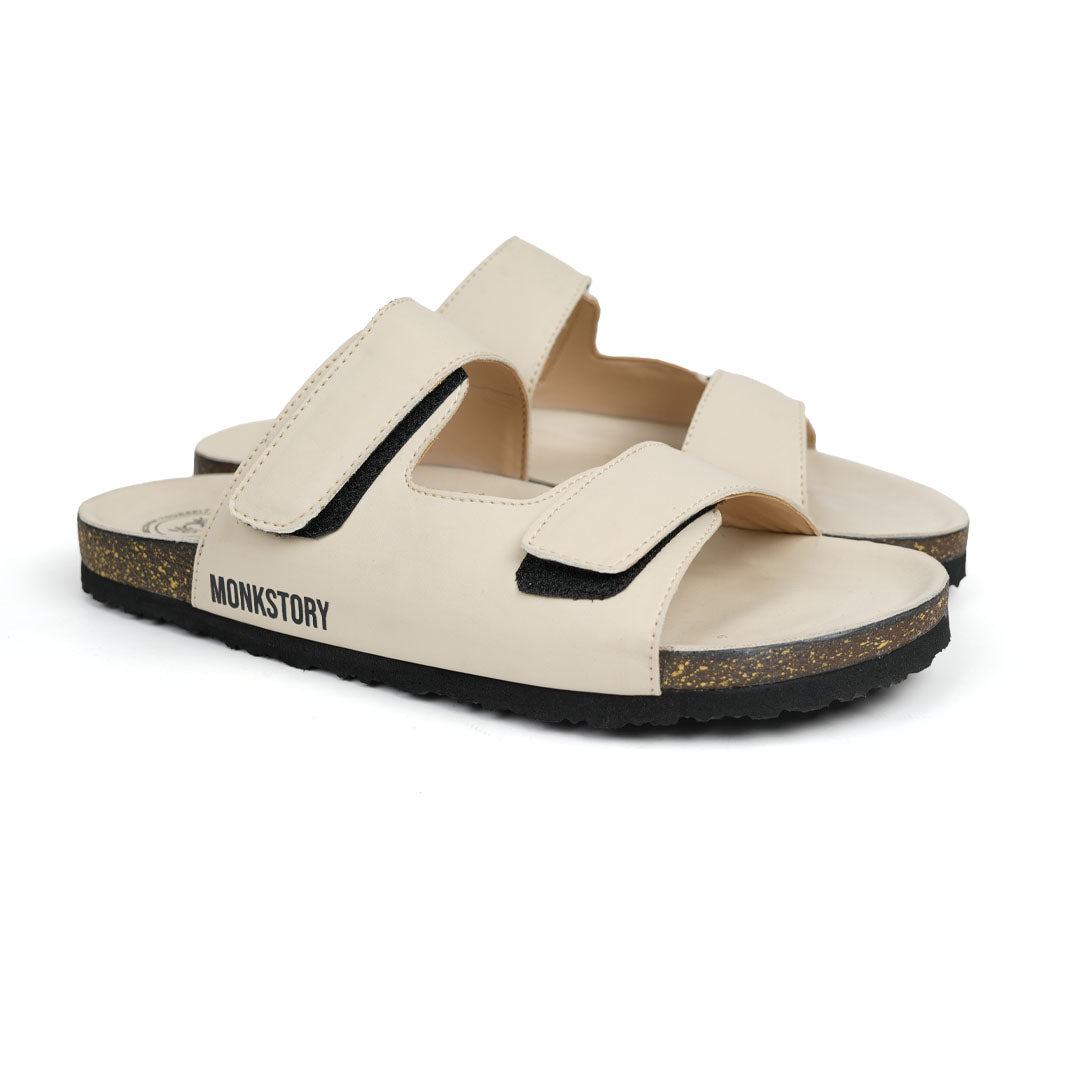 Monkstory Cork Dual-Straps Sandals - Cream