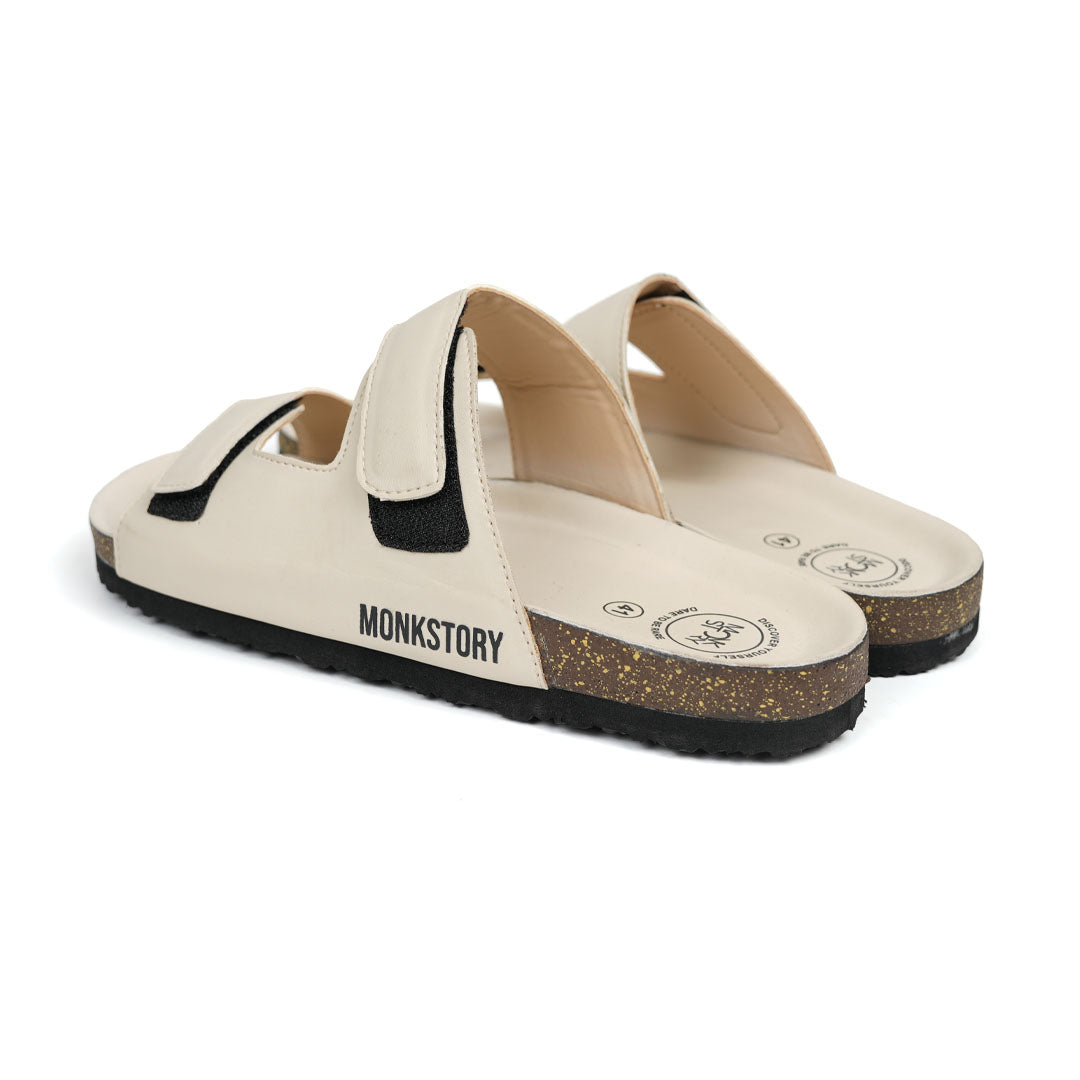 Monkstory Cork Dual-Straps Sandals - Cream